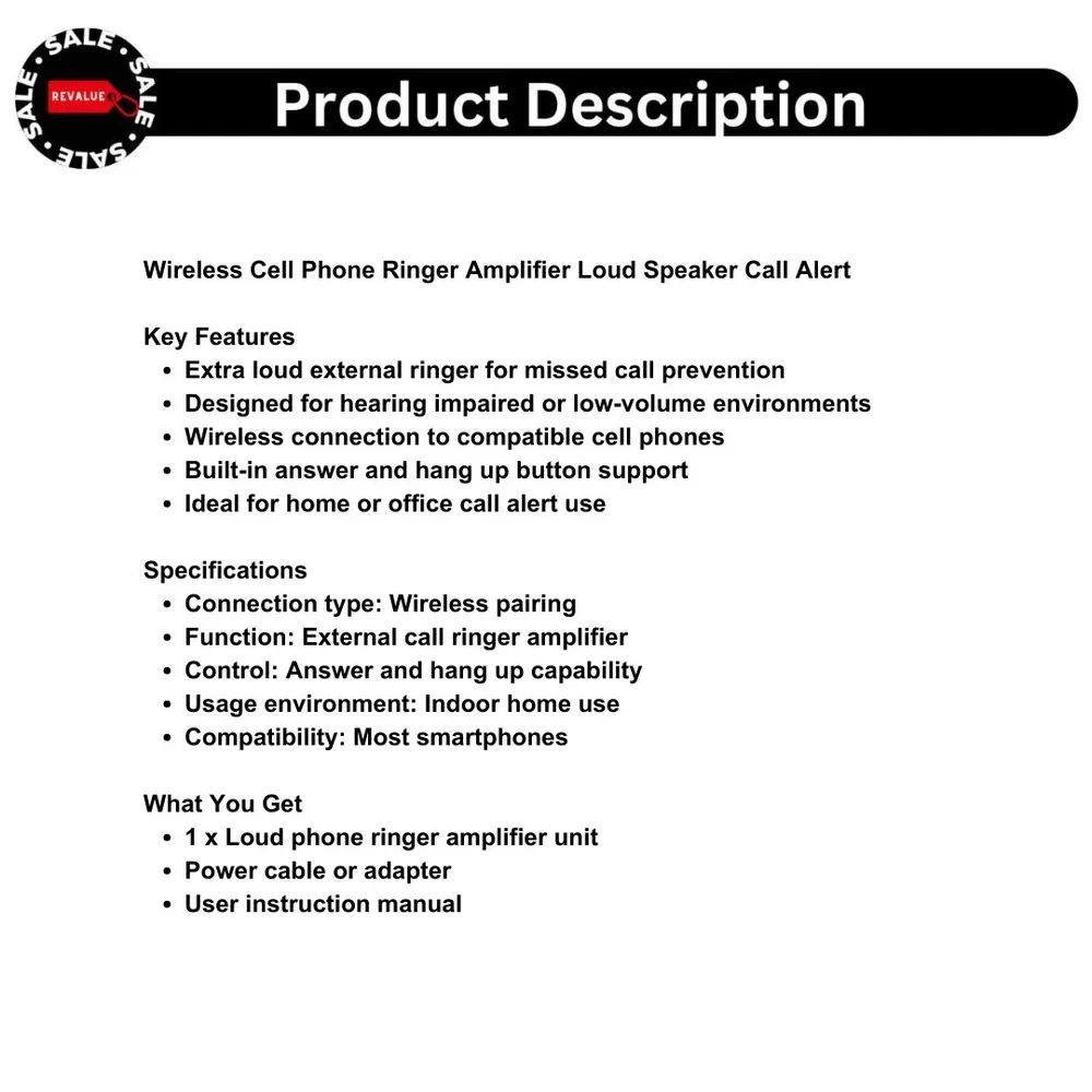 Wireless‎ Cell Phone Ringer Amplifier Loud Speaker Call Alert